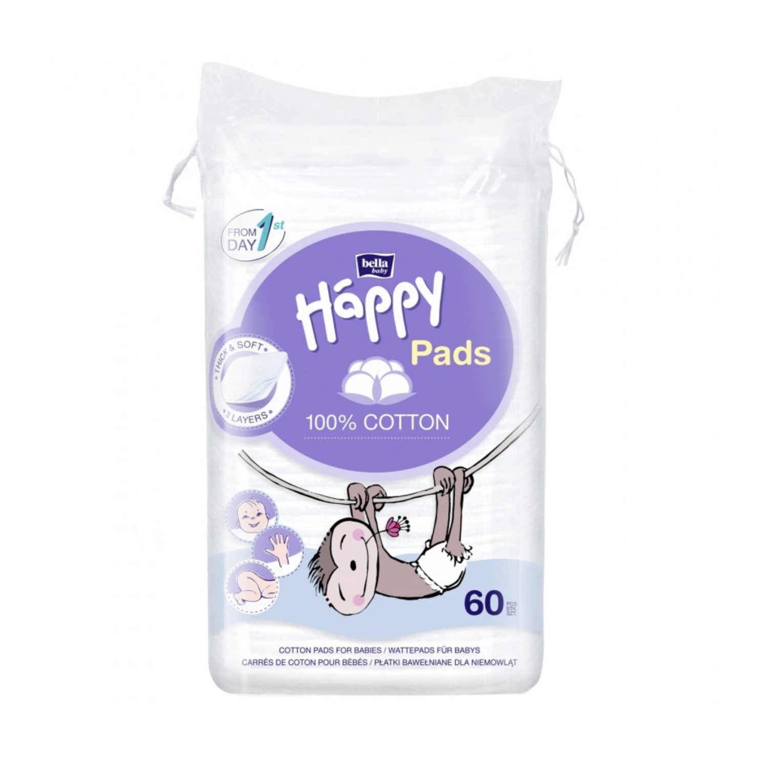 Bella baby happy - płatki kosmetyczne dla dzieci, 60 sztuk