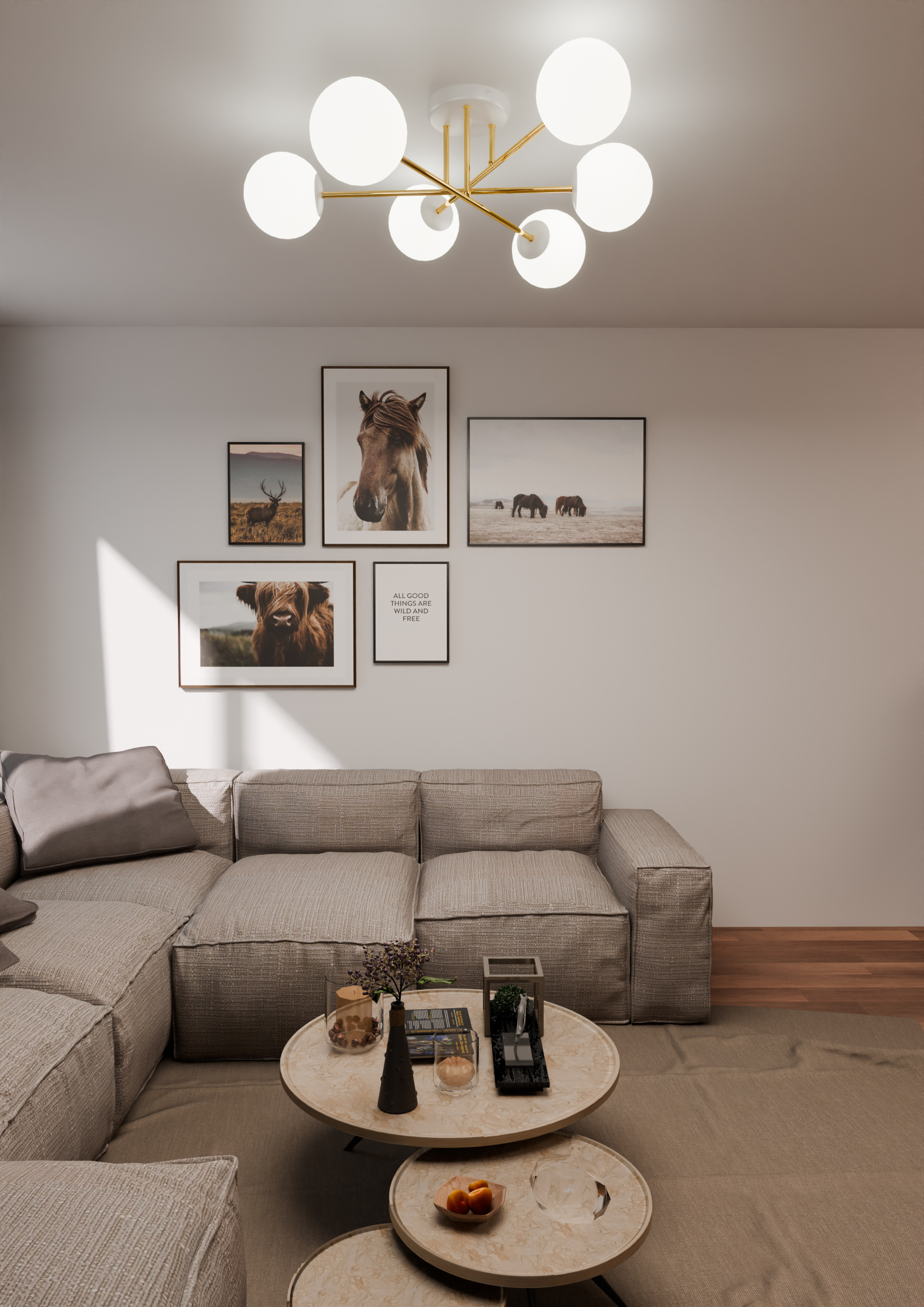 Emibig Magnum lampa podsufitowa 6x10W biały/złoty/opal 1234/6