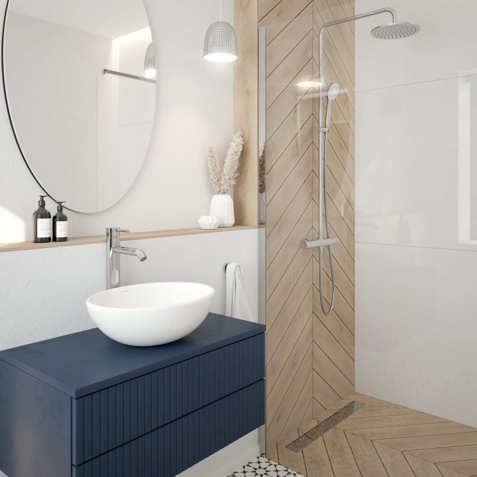 Oltens Etne umywalka 40x33 cm owalna nablatowa biała 40313000 - Wysyłka w 24h