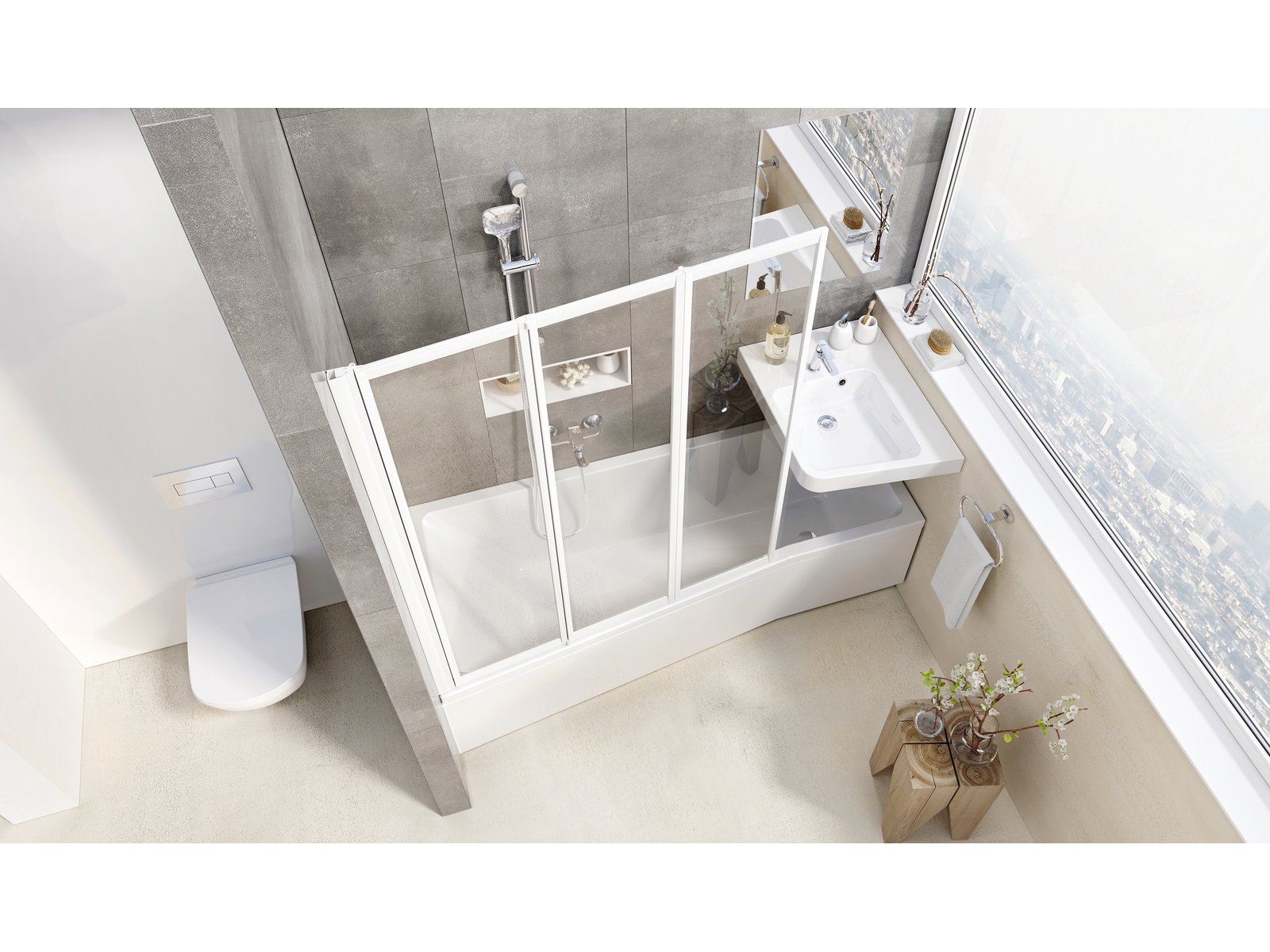 Ravak Supernova parawan nawannowy 100 cm 3-częściowy satyna mat/z tworzywa polistyren 795P0U0041