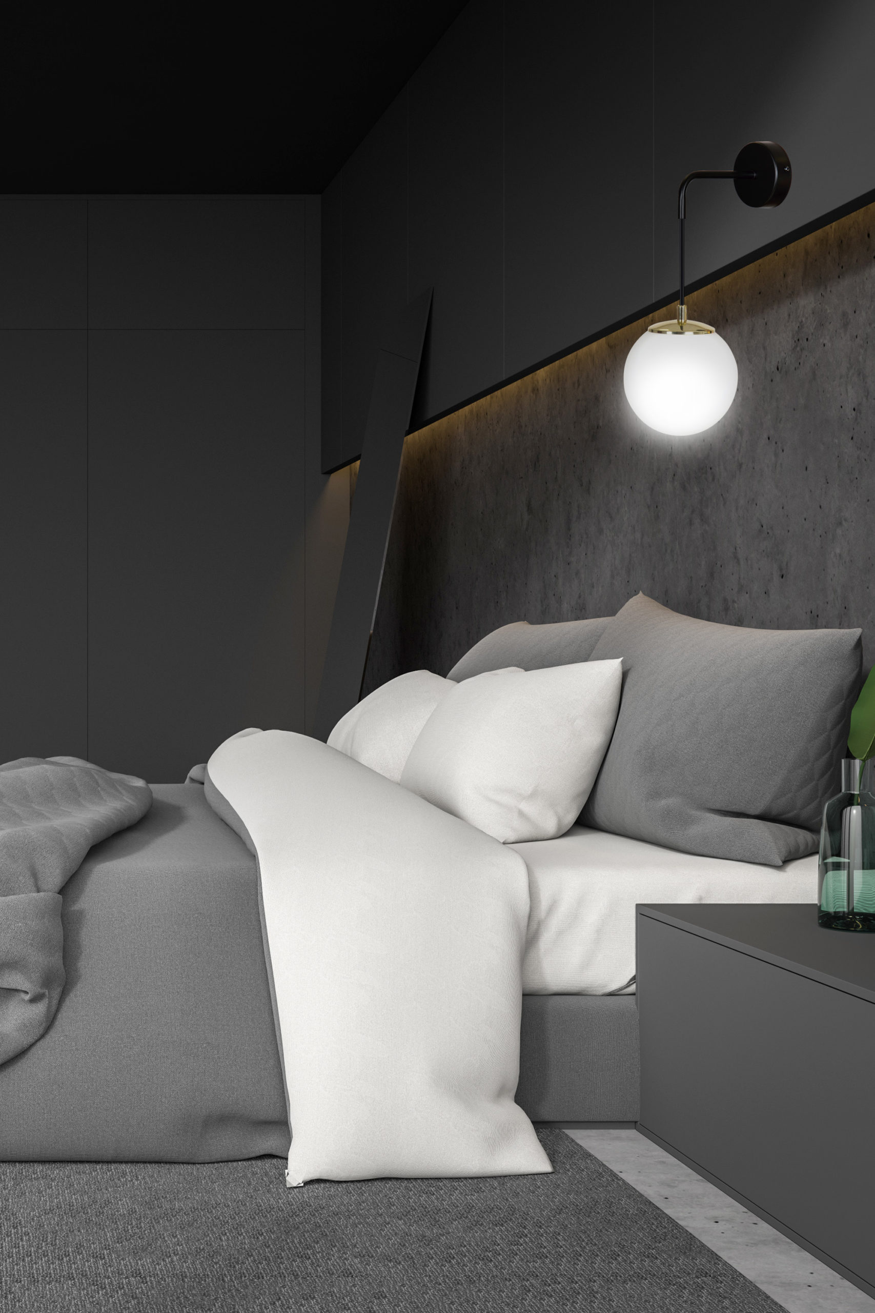 Emibig Ognis kinkiet 1x10 W czarny-złoty-mleczny 966/K1