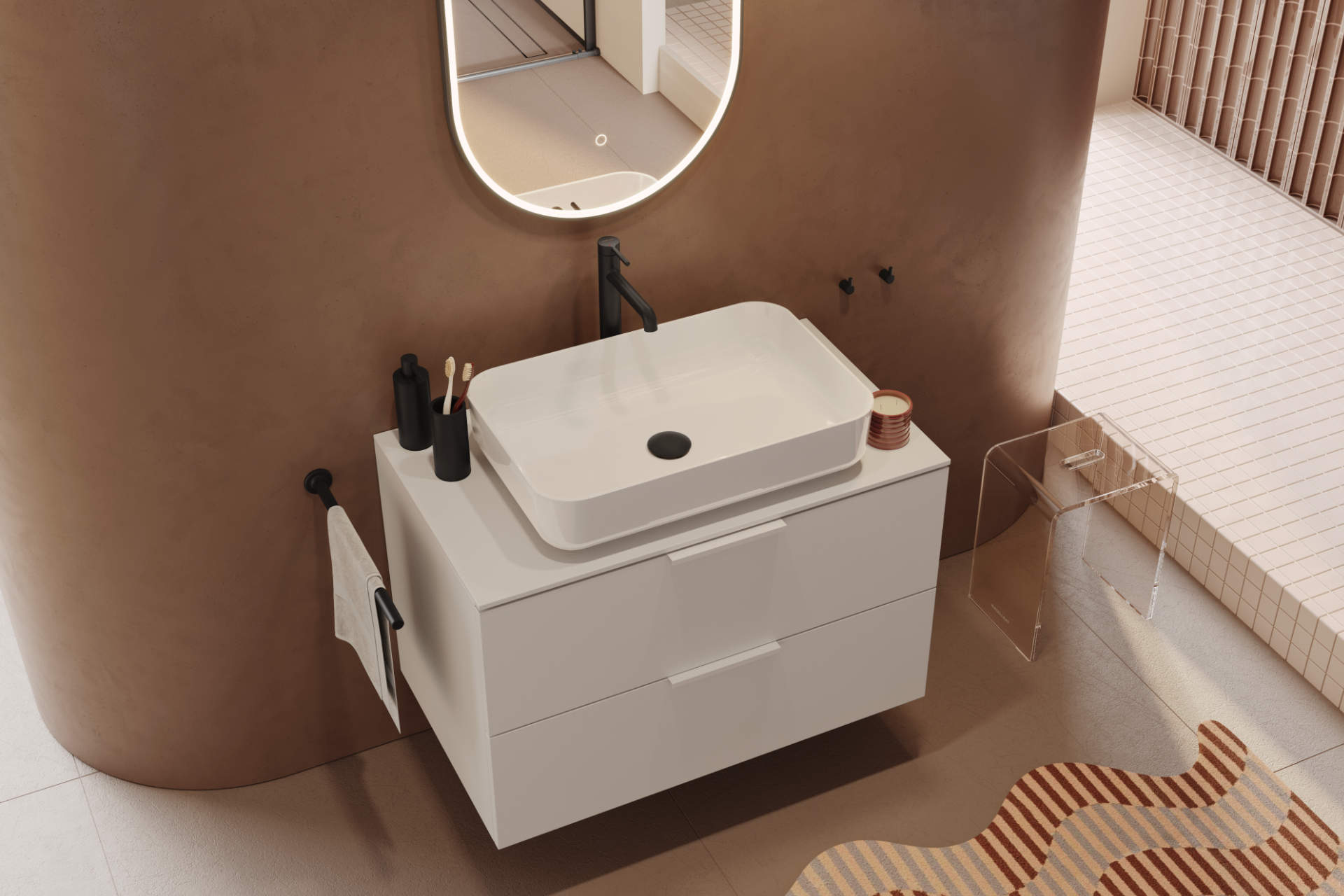 Excellent Cori 2.0 umywalka 58x38 cm prostokątna nablatowa biała CEEX.6901.580.WH