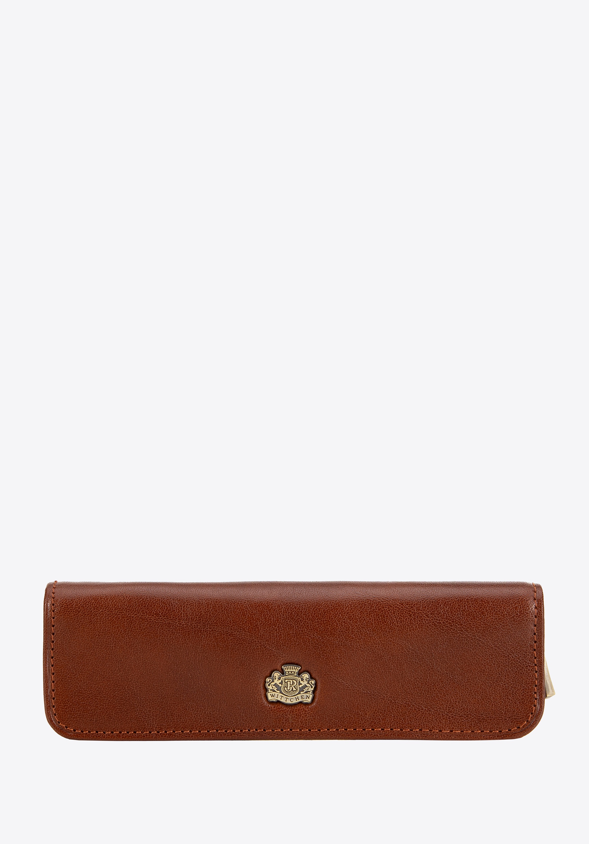 Etui na długopisy skórzane z herbem jasny brąz