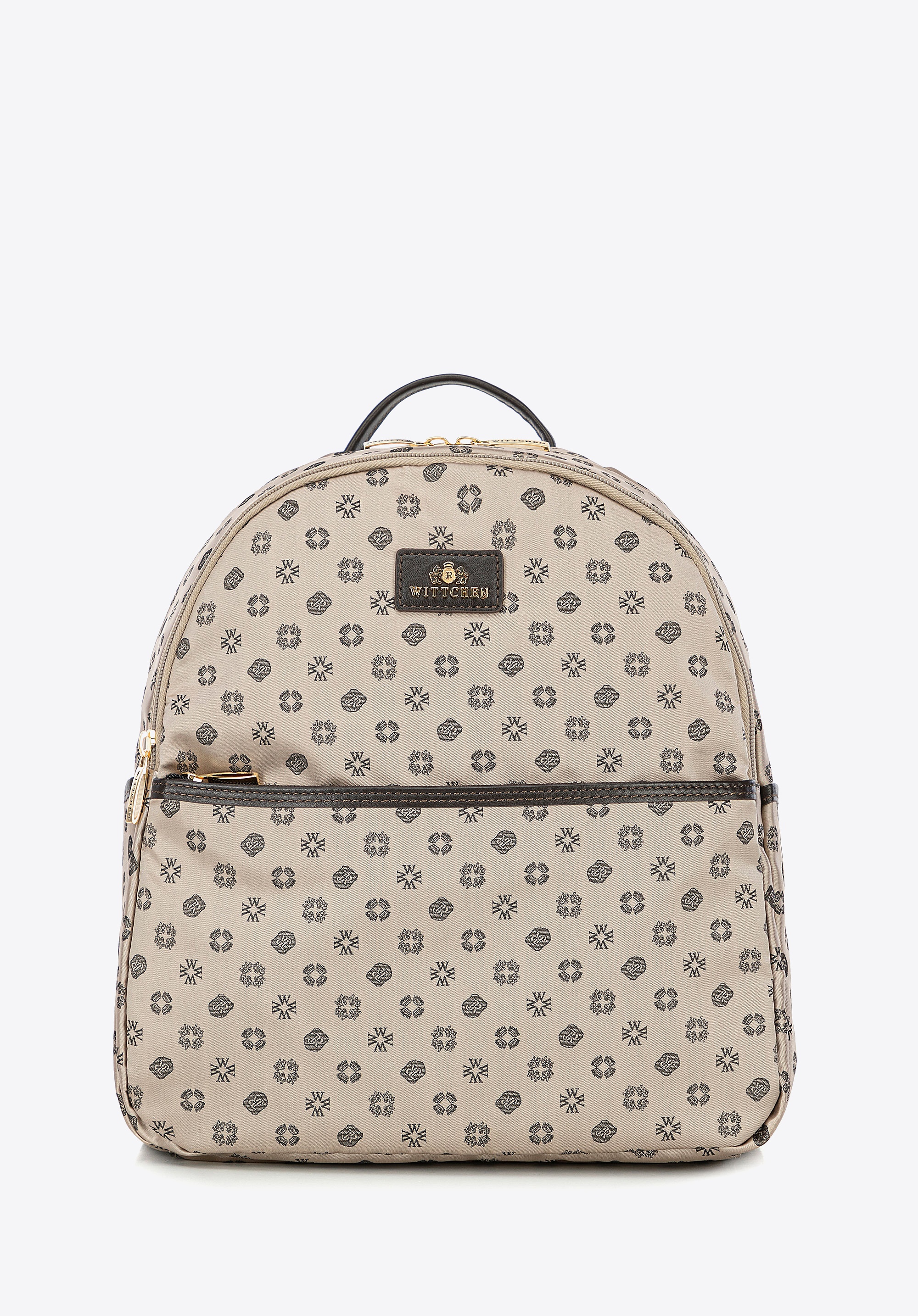 Plecak damski półokrągły elegancki w monogram beżowy