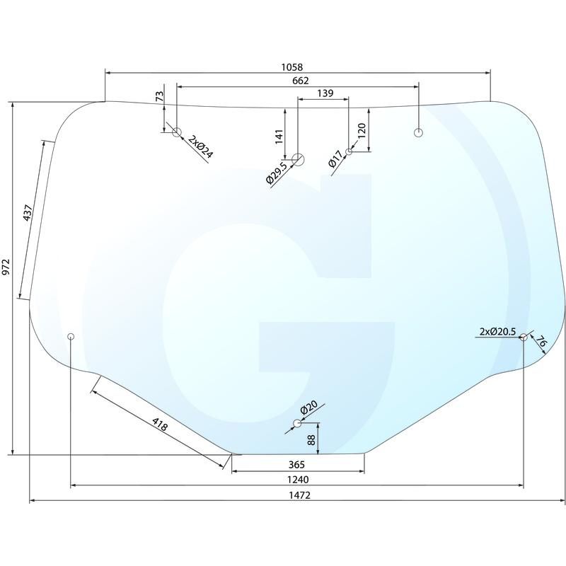 Szyba tylna CASE MXU Maxxum Puma New Holland T6000 T6 T7 TSA 87744542
