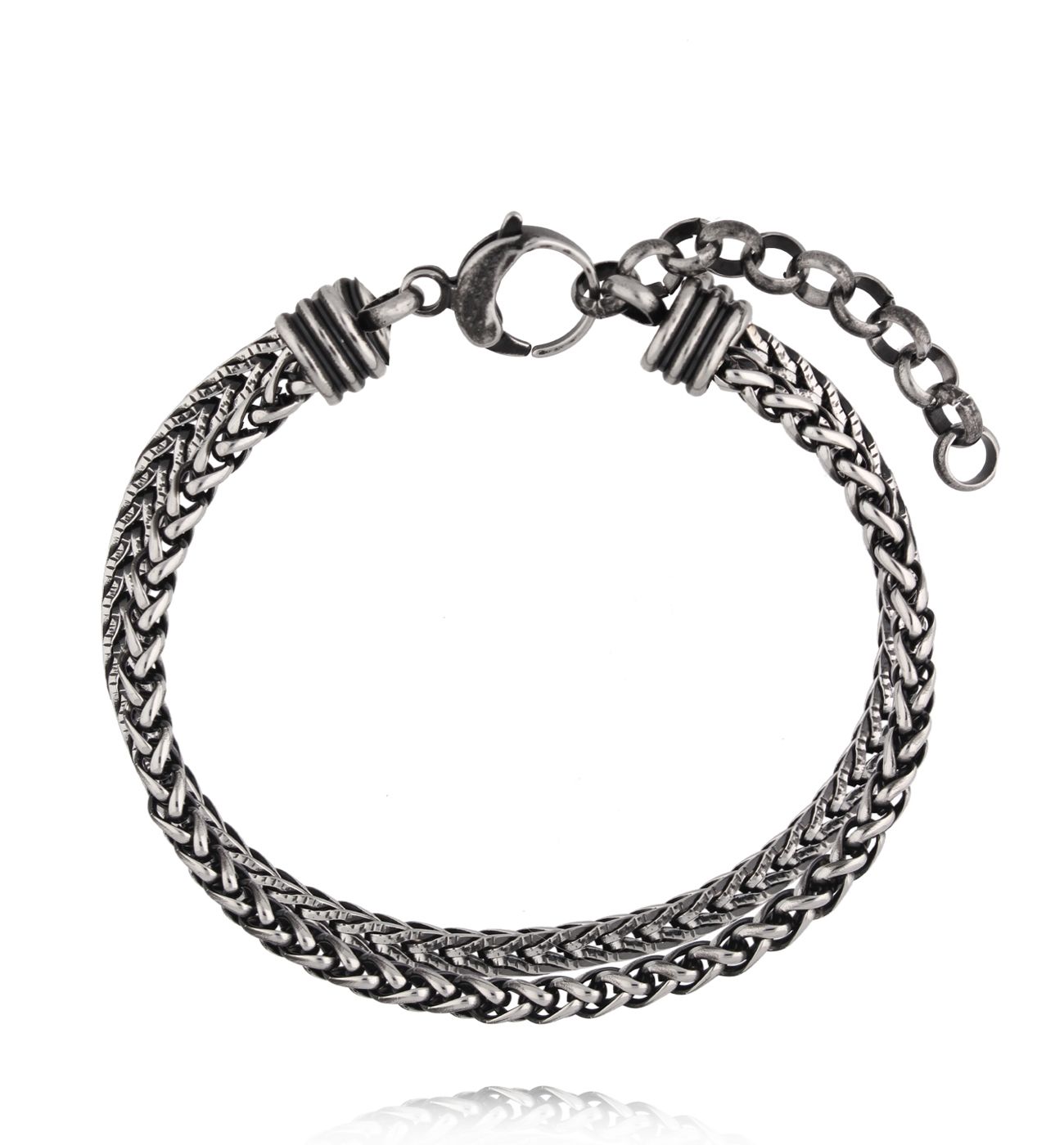 Bransoletka stalowa pleciona męska 04 - By Dziubeka