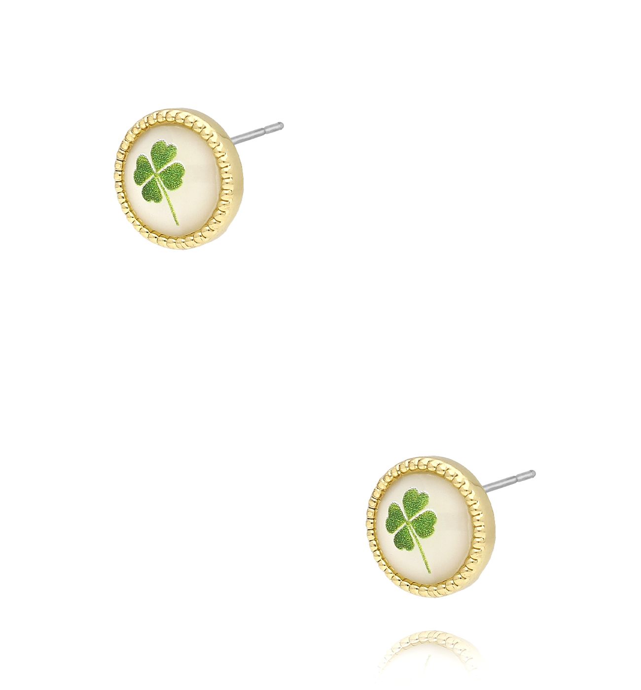 Kolczyki okrągłe z koniczynką KLU0028