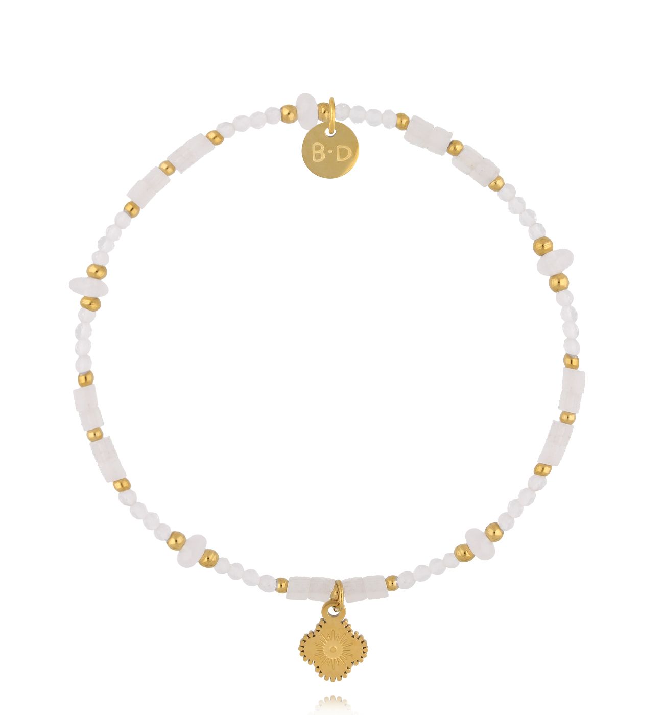 Bransoletka biała z koniczynką - By Dziubeka