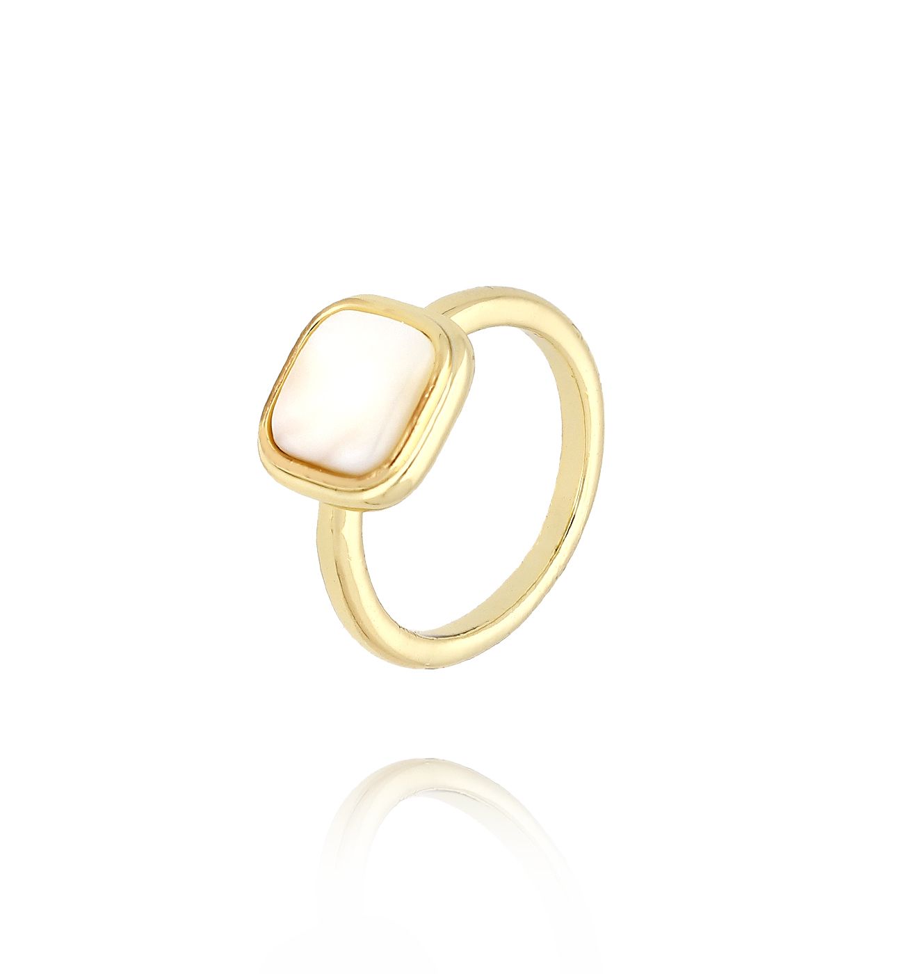 Pierścionek z masą perłową złoty PLU0022 - By Dziubeka