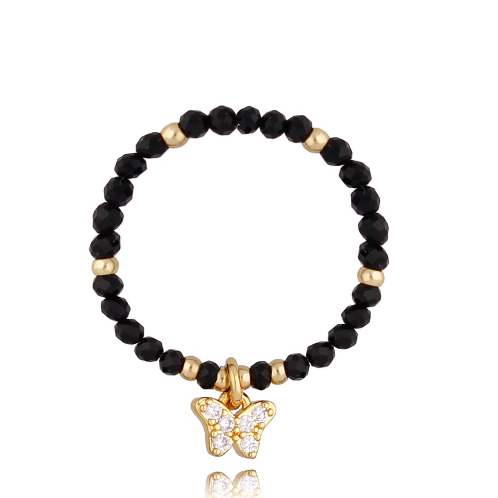 Pierścionek czarny z motylkiem Misha PSC0287