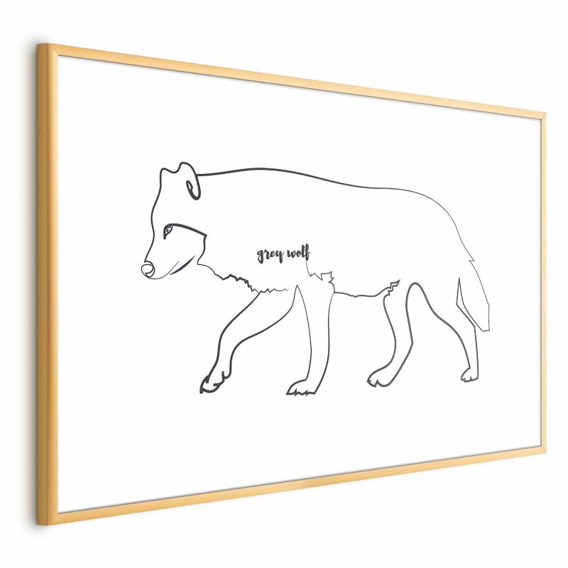 Plakat Artgeist Wilk 30x21 cm z ramą złotą bez marginesu 1 szt