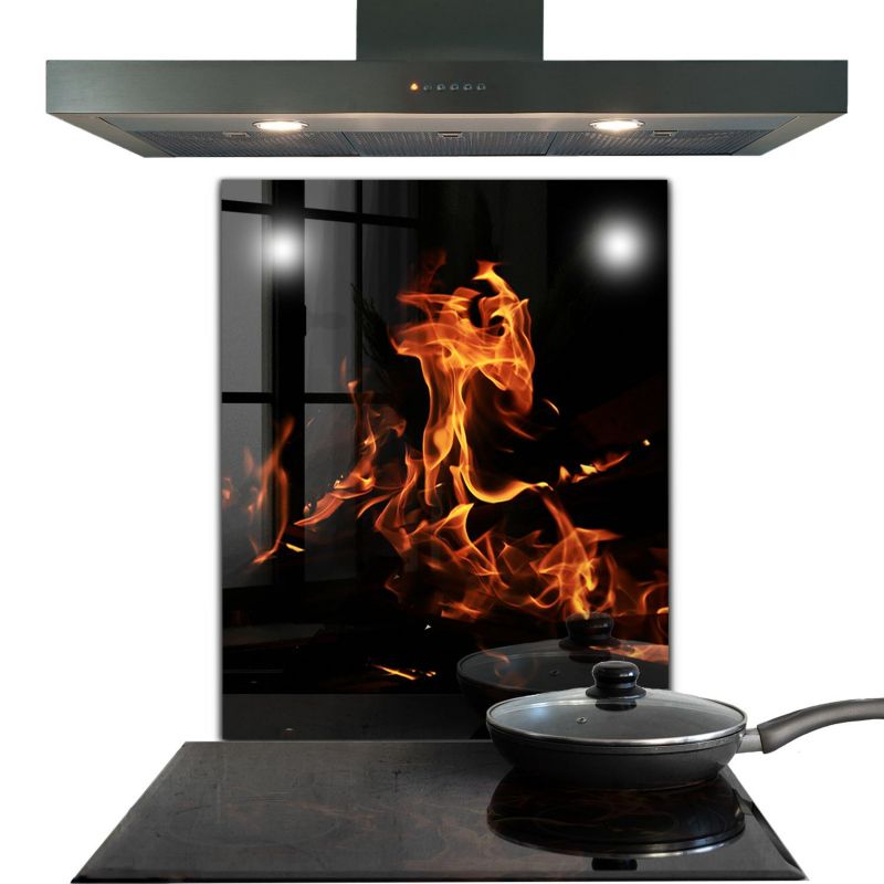 Osłona kuchenna do kuchni Wallfluent 60x80 cm Płomienie Ognisko Szklany 1 szt.