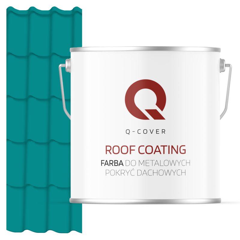 Farba do Metalowych Pokryć Dachowych Q-Cover Niebieski turkusowy RAL5018 Półmat 5L