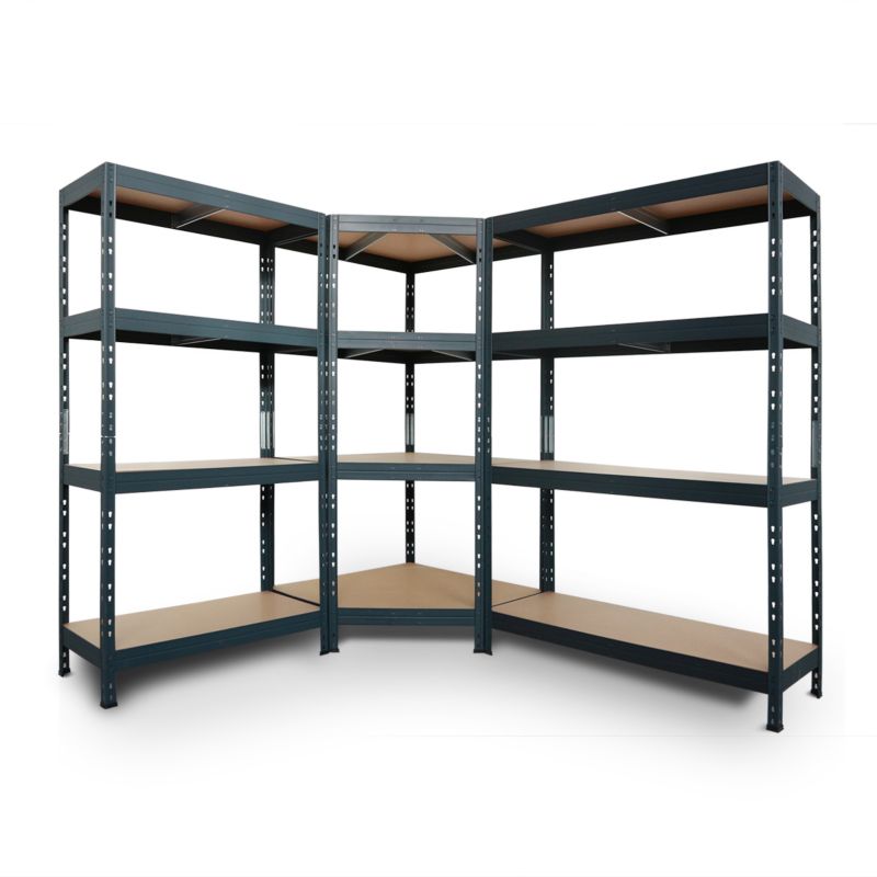 System regałowy AR Shelving Rivet z regałem narożnym, regałami do dużych obciążeńantracytowoszare, 4, 180x390x45 cm 250 kg 3 szt