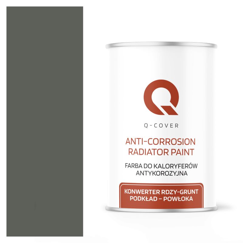 Farba do Kaloryferów Antykorozyjna Q-Cover Szaro-zielony RAL7009 Wysoki Połysk 1L