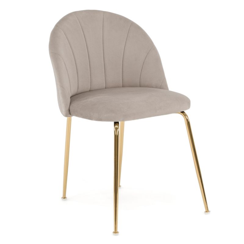 Krzesło tapicerowane MebleMWM DC-2139 welur ciemny beż noga złota 1 szt.