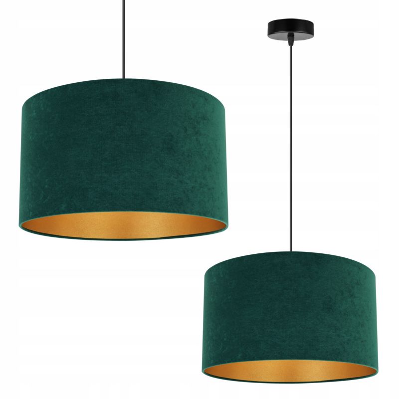 Lampa sufitowa wisząca Light Home LH Mediolan Welur 1x E27 60W zielony/złoty 35cm 1szt.