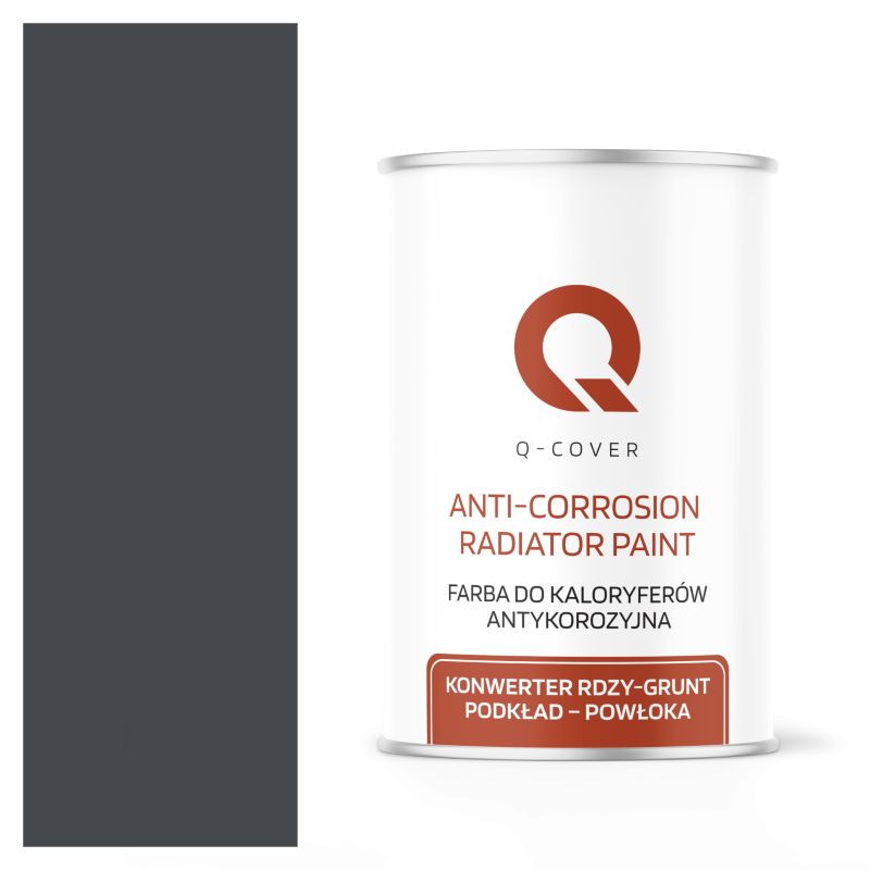 Farba do Kaloryferów Antykorozyjna Q-Cover Grafitowy RAL7024 Wysoki Połysk 1L