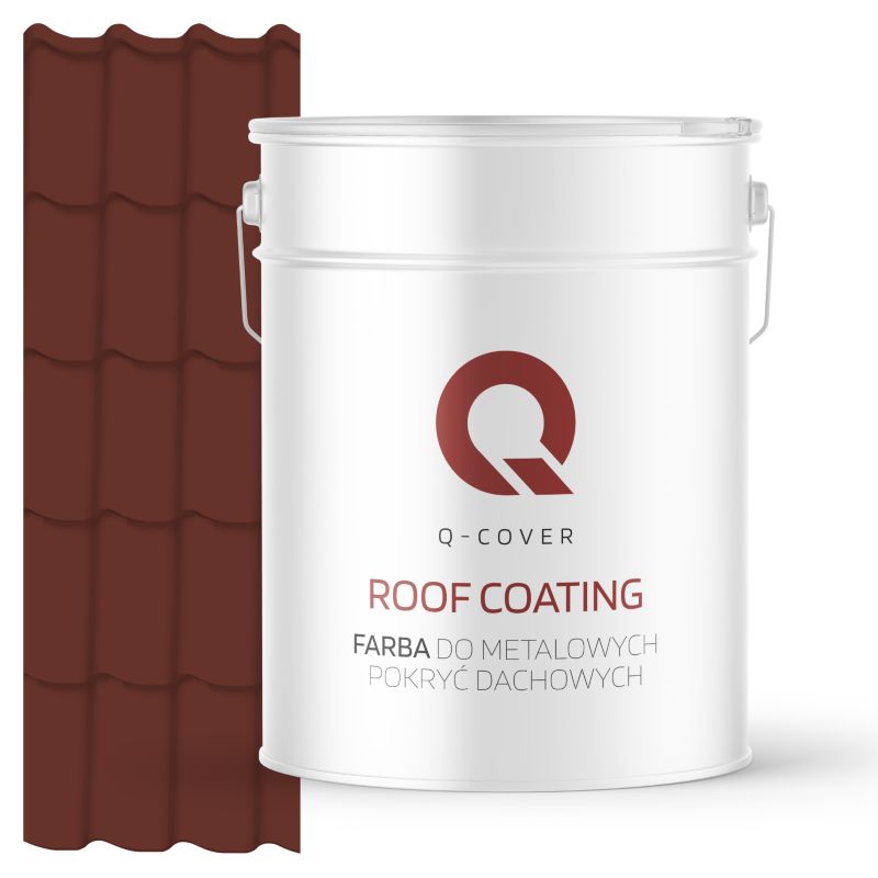 Farba do Metalowych Pokryć Dachowych Q-Cover Brązowo-czerwony RAL8012 Wysoki Połysk 10L