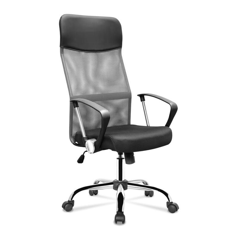 Fotel Ergonomiczny Mirpol 124 cm Krzesło Obrotowe Biurowe Szaro-Czarne 1 szt.