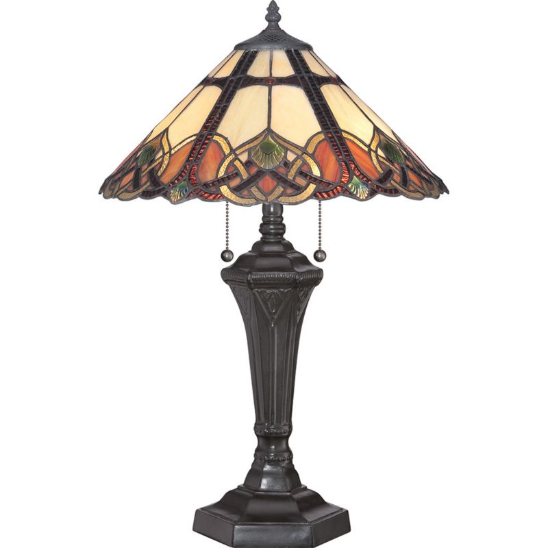 Lampa stołowa Quoizel Cambridge multikolor witrażowa 2 x E27 x 60W IP20 wym: 59.7 x 40.5 x 40.5 cm szkło witrażowe - 1 szt.