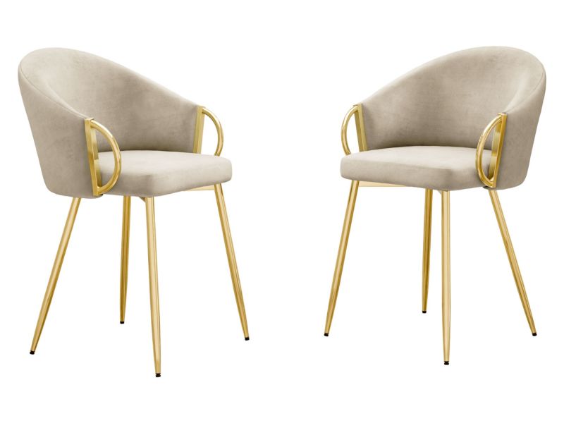 Komplet dwóch nowoczesnych krzeseł MIRJAN 24 Muz DC-1171 beżowy + złoty 2 szt.