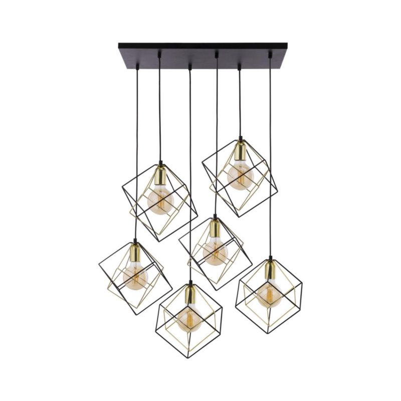Lampa sufitowa wisząca TK-Lighting Alambre czarno-złota wym: 140 x 78 x 46 cm 6xE27 x 1 szt.