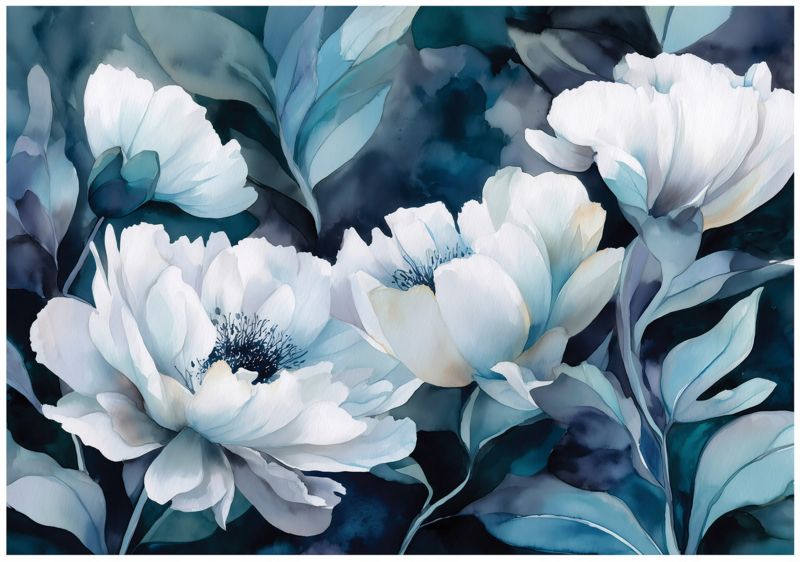 Fototapeta WALLARENA Do Sypialni Salonu Na Flizelinie Kwiaty Nowoczesny Abstrakcja Niebieski 400x280 cm 16122VX8 1 szt.