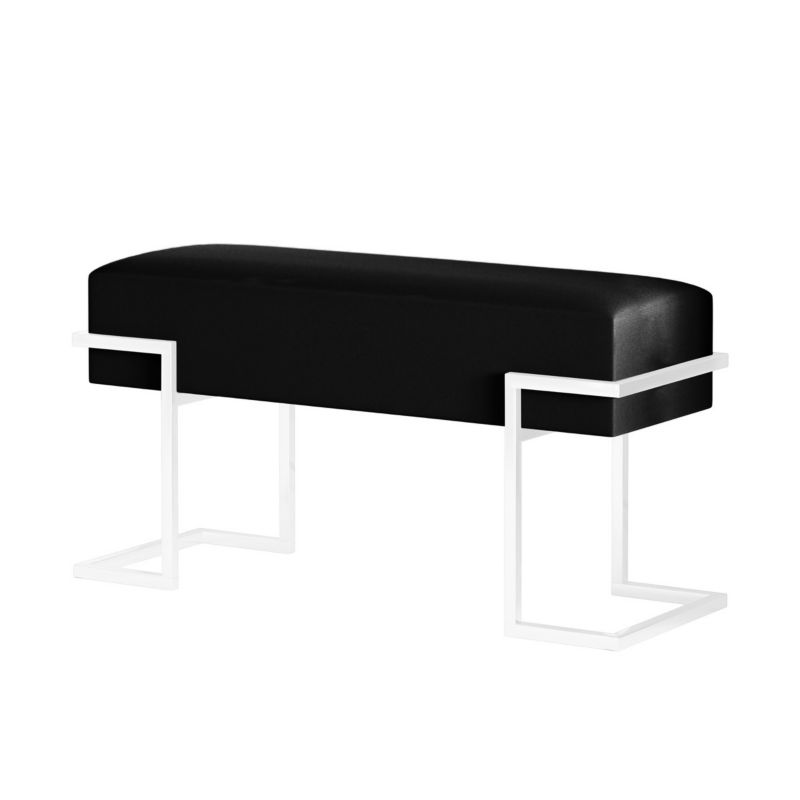 Ławka tapicerowana Bettso Cely 80 cm do przedpokoju na białym stelażu czarny 1szt.