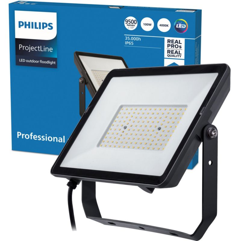 Naświetlacz LED Philips Lampa Reflektor 100W 9500lm 4000K IP65 Czarny 1 szt.