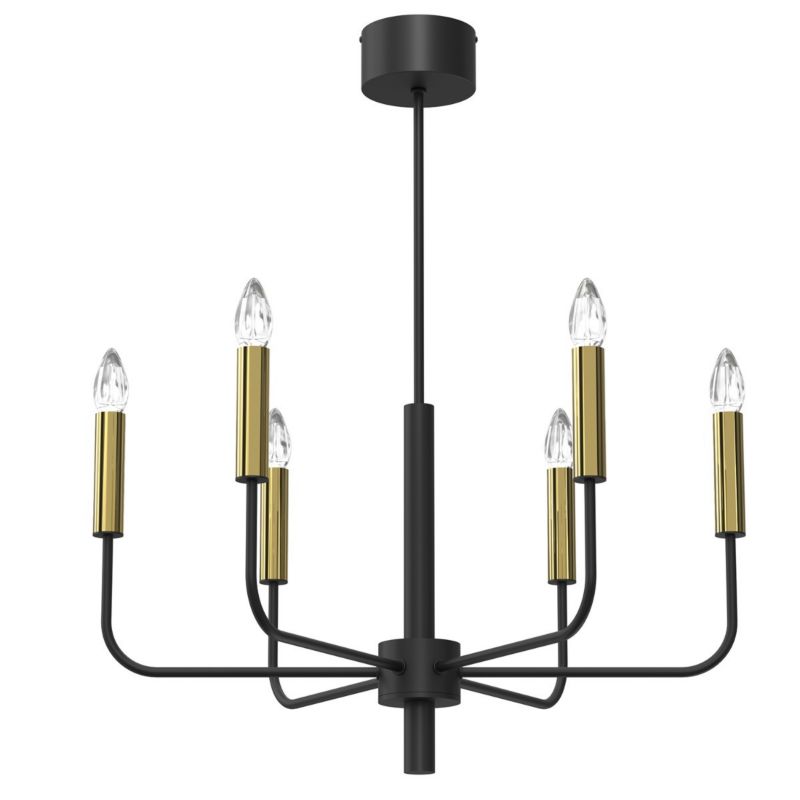 Lampa wisząca Luminex Akasya czarny matowa-złoty połysk wym: 76 x 65 x 65 cm 6xE14 x 15W 1 szt.