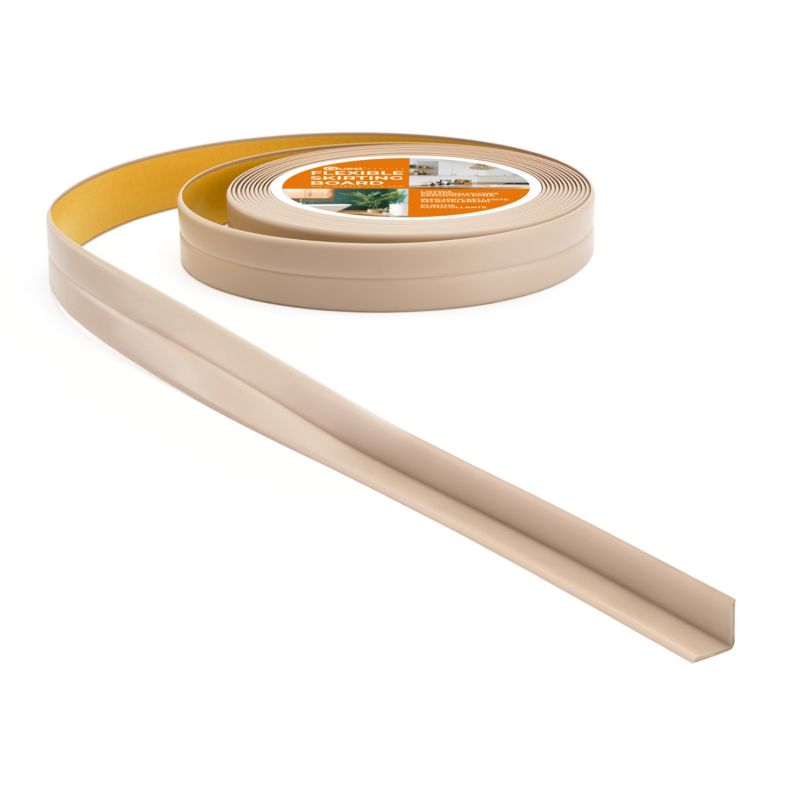 Listwa wykończeniowa PCV 10x10 mm, samoprzylepna, elastyczna, miękka taśma dekoracyjna, beż, 5 m