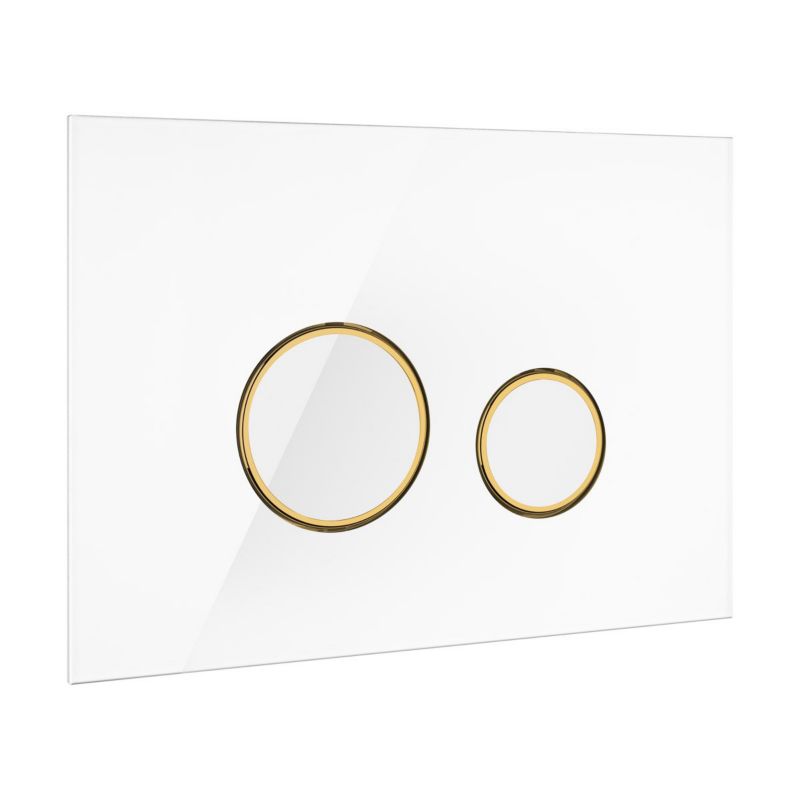Przycisk do WC Oltens Lule biały/złoty mat, szkło, 2-funkcyjny, Triberg, 1 szt.