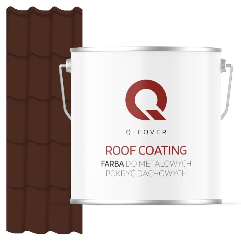 Farba do Metalowych Pokryć Dachowych Q-Cover Ciepły brąz RAL8016 Wysoki Połysk 5L