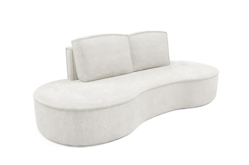 Sofa Bettso Flow zaokrąglone boki z poduszkami w tkaninie abriamo biały 1szt.