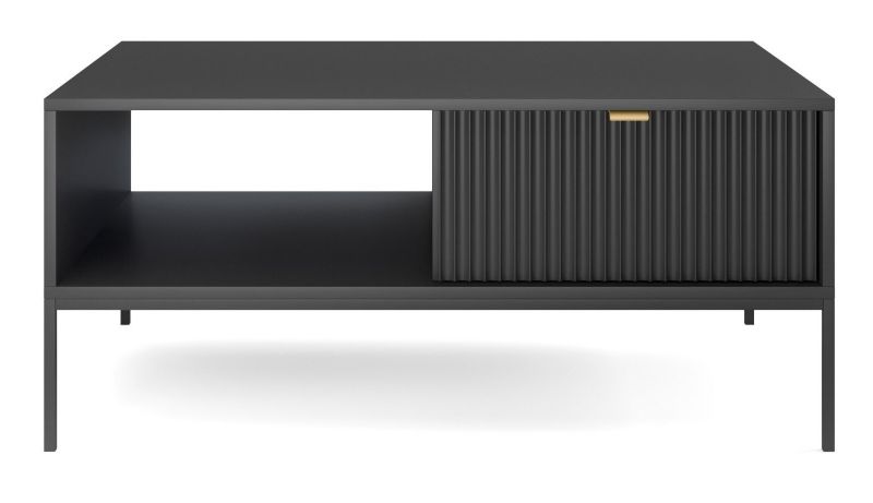 Stolik kawowy Delicious prostokątny INTESI czarny glamour z szufladą i półką 104x68 cm 1 szt.