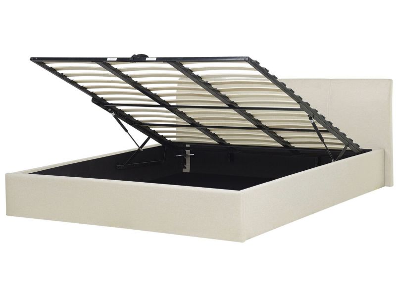 Łóżko z pojemnikiem tapicerowane 180 x 200 cm beżowe Orbey 1 szt.