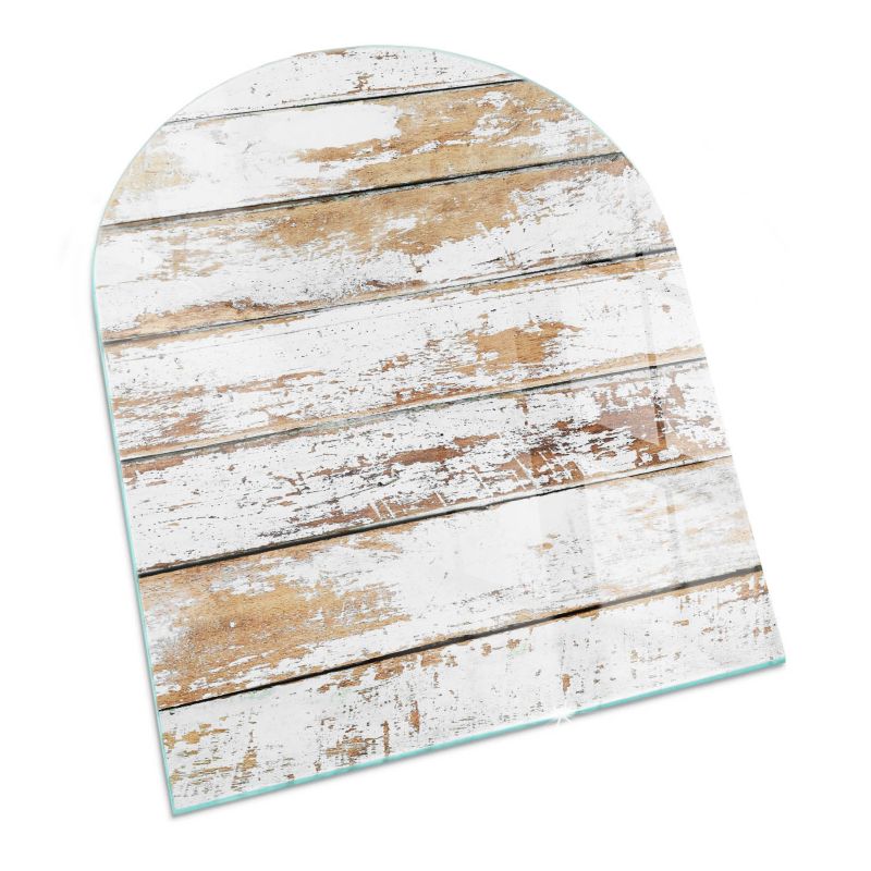 Podkładka szklana półowalna Tulup 80x70 cm Zniszczona drewniana deska 1 szt.