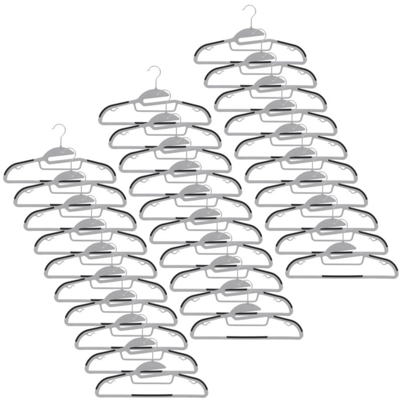 Wieszaki na ubrania, plastikowe Springos zestaw 30 szt. antypoślizgowe szaro-czarne 1 kpl.