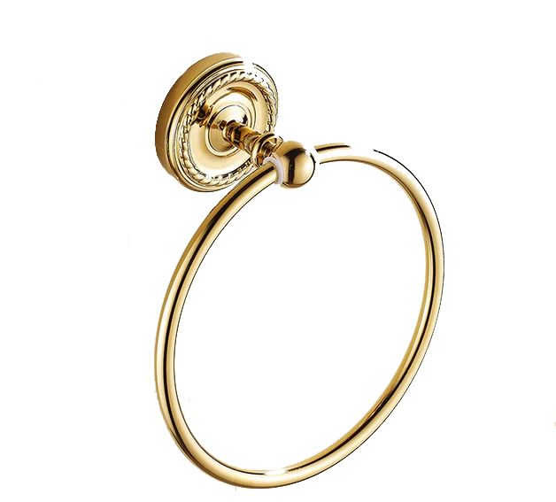 Wieszak na ręczniki Lauferi DANAE mosiężny okrągły złoty retro 1 szt.