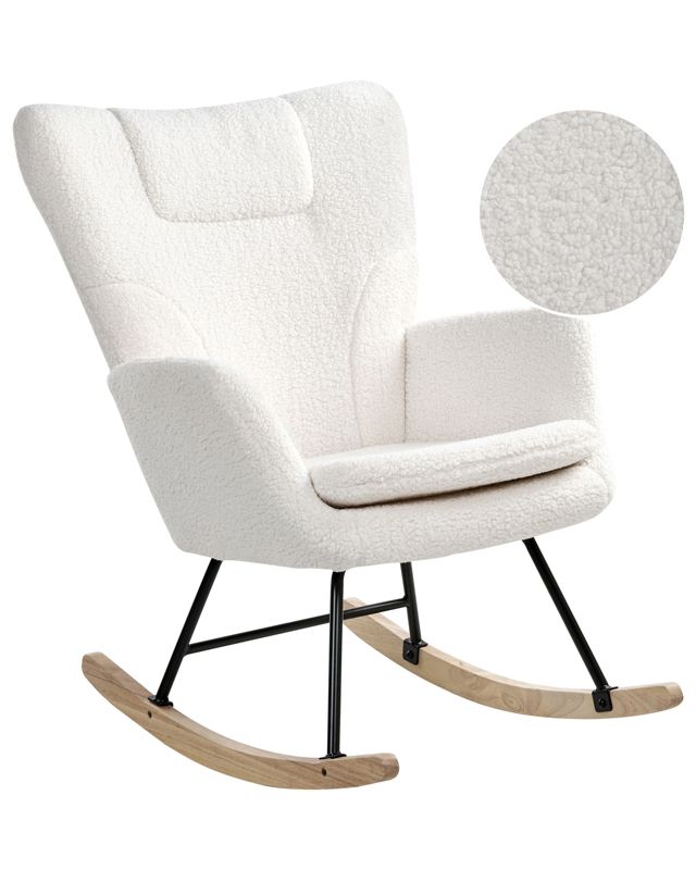 Fotel bujany Sandve Boucle Biały 1 szt.