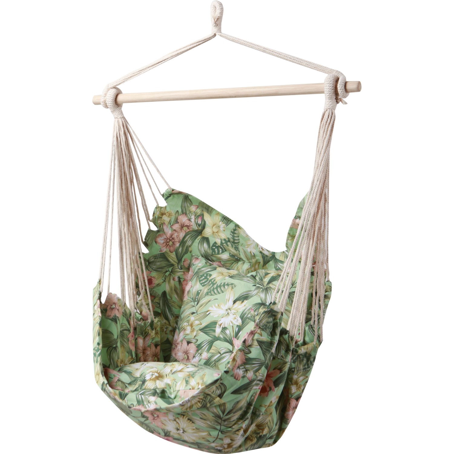 Fotel wiszący LYTTON z poduszką kwiaty - 90 x 135 cm