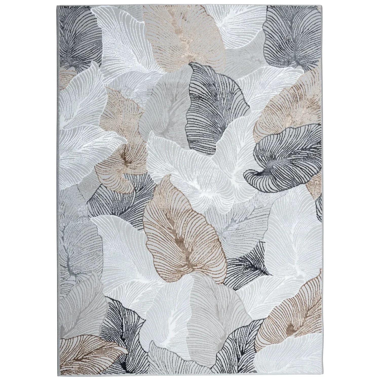 Multidecor Dywan CHARLOTTE liście 160 x 230 cm szaro-beżowy