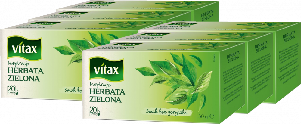 6x Herbata zielona w torebkach Vitax Inspirations, 20 sztuk x 1.5g