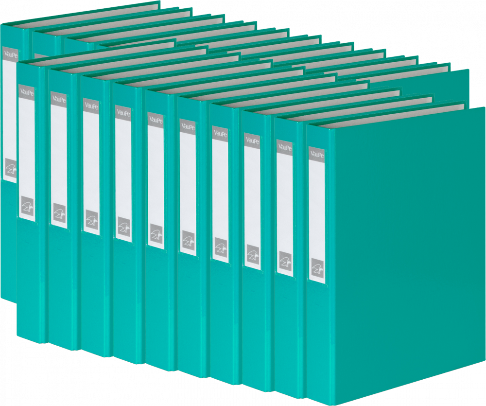 20x Segregator VauPe FCK, A4, szerokość grzbietu 40mm, do 150 kartek, 2 ringi, turkusowy