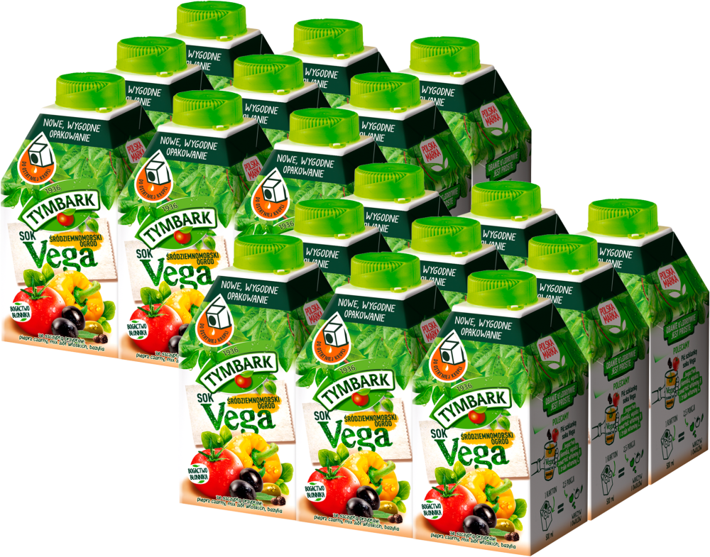 18x Sok warzywno-owocowy Tymbark Vega, Śródziemnomorski Ogród, karton, 0.5l