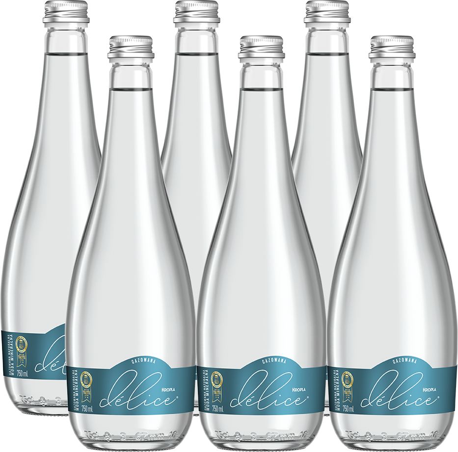 6x Woda gazowana Kropla Beskidu Delice, 0.75l, szkło