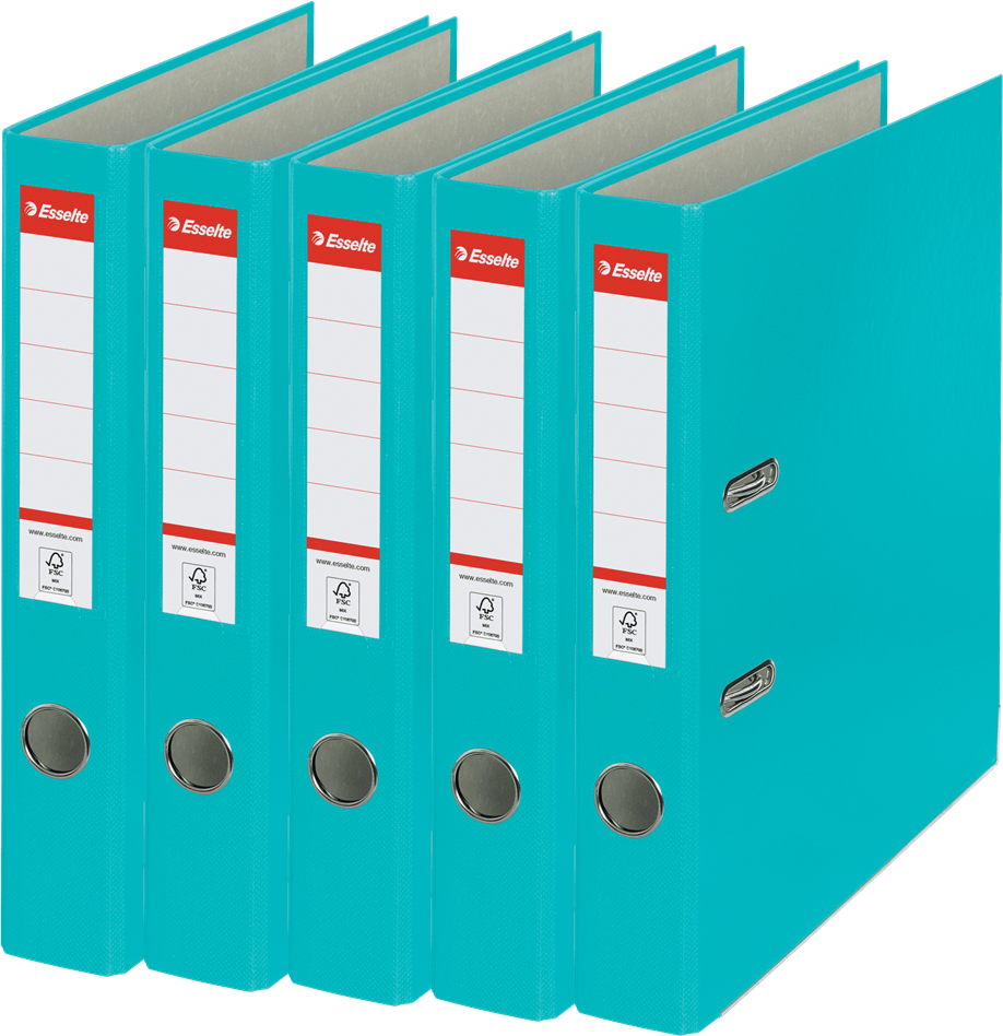 5x Segregator A4 Esselte, 50mm, do 350 kartek, ekonomiczny, turkusowy