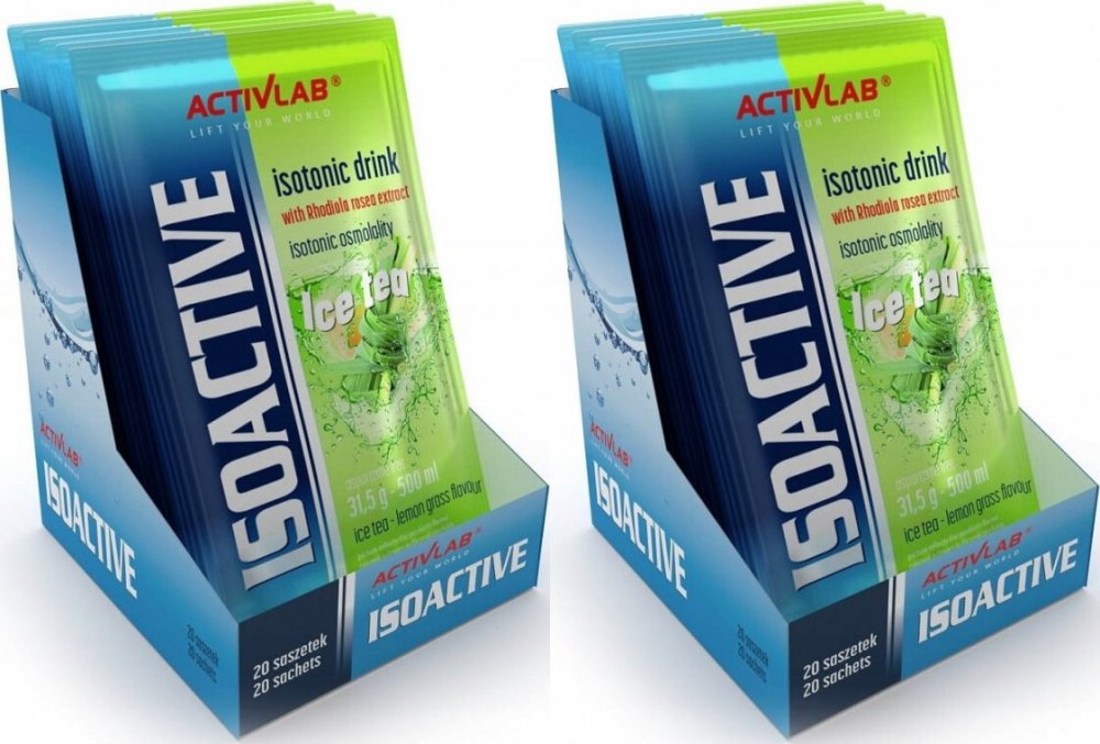 2x Napój izotoniczny Activlab Isoactive, w saszetkach, herbata z trawą cytrynową, 20 sztuk x 31.50g