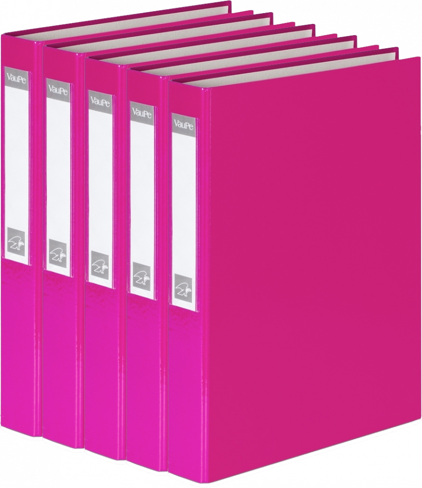 5x Segregator VauPe FCK, A4, szerokość grzbietu 40mm, do 150 kartek, 2 ringi, różowy